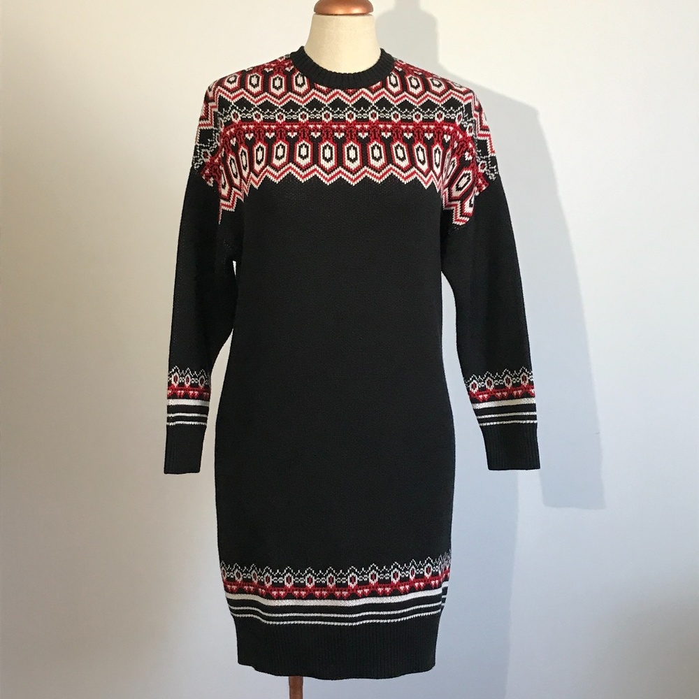 Icone - Black & Red Knit Sweater Dress